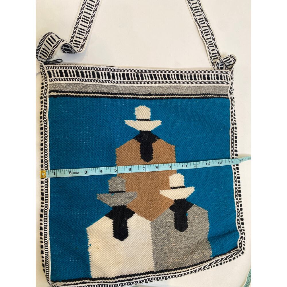 Woolen Incan Folk Bag Made in Ecuador NWT Zipper Double Side Woven Crossbody Bag - Picture 6 of 7